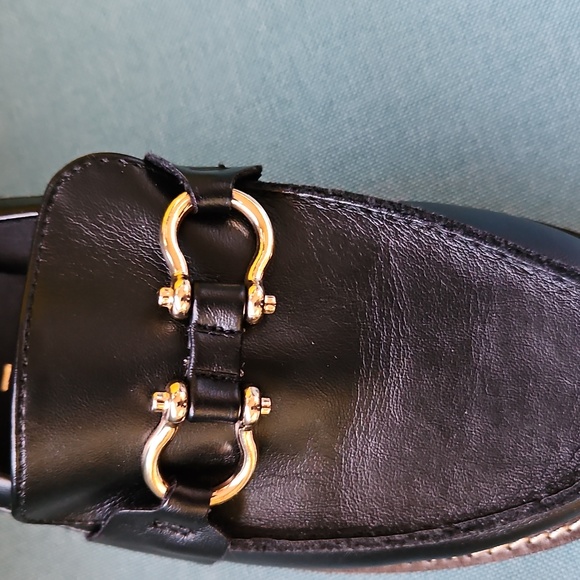 Anne Klein Black Loafers with Gold Accent - Picture 10 of 11